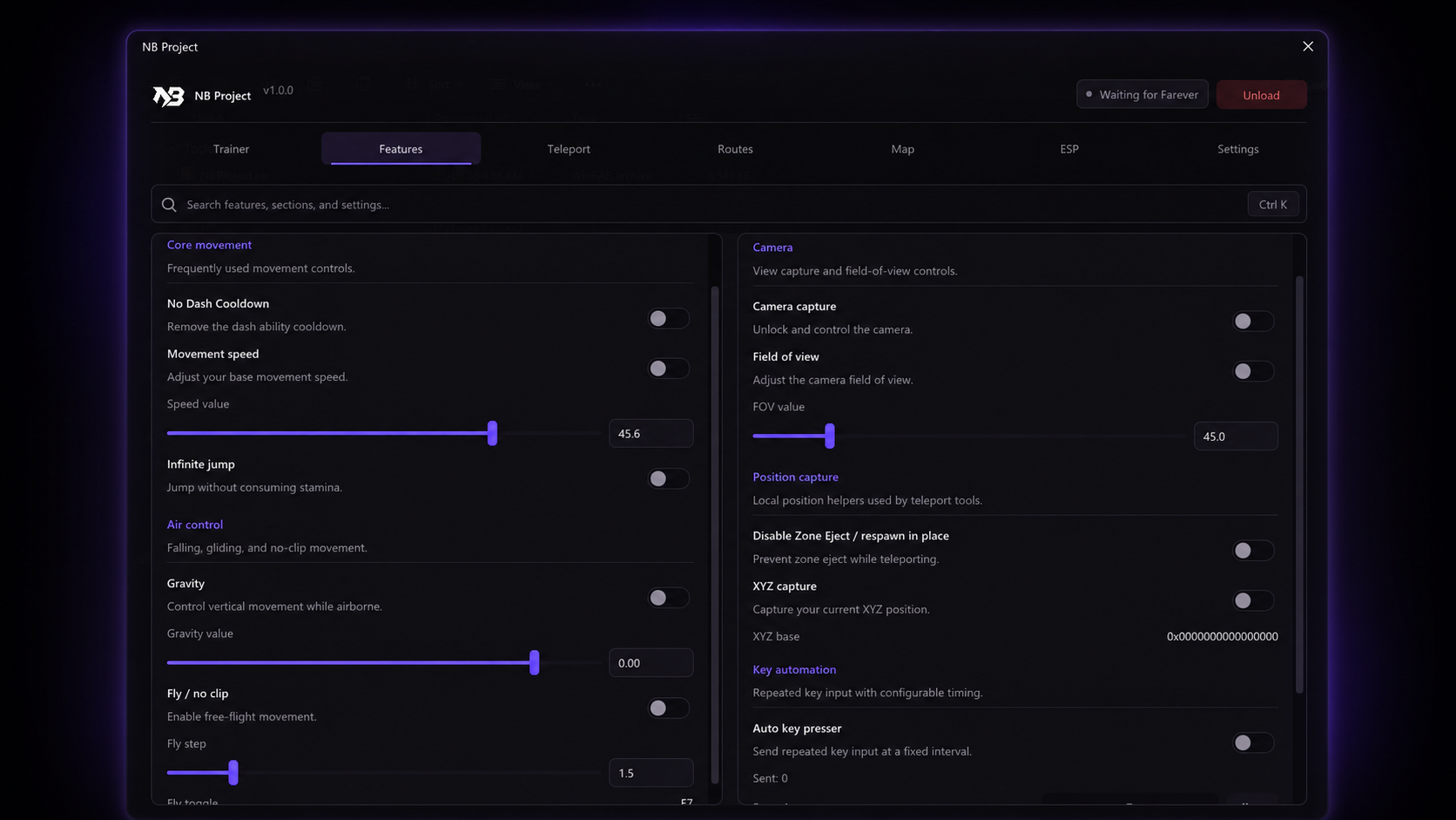 NB Project full-size interface preview
